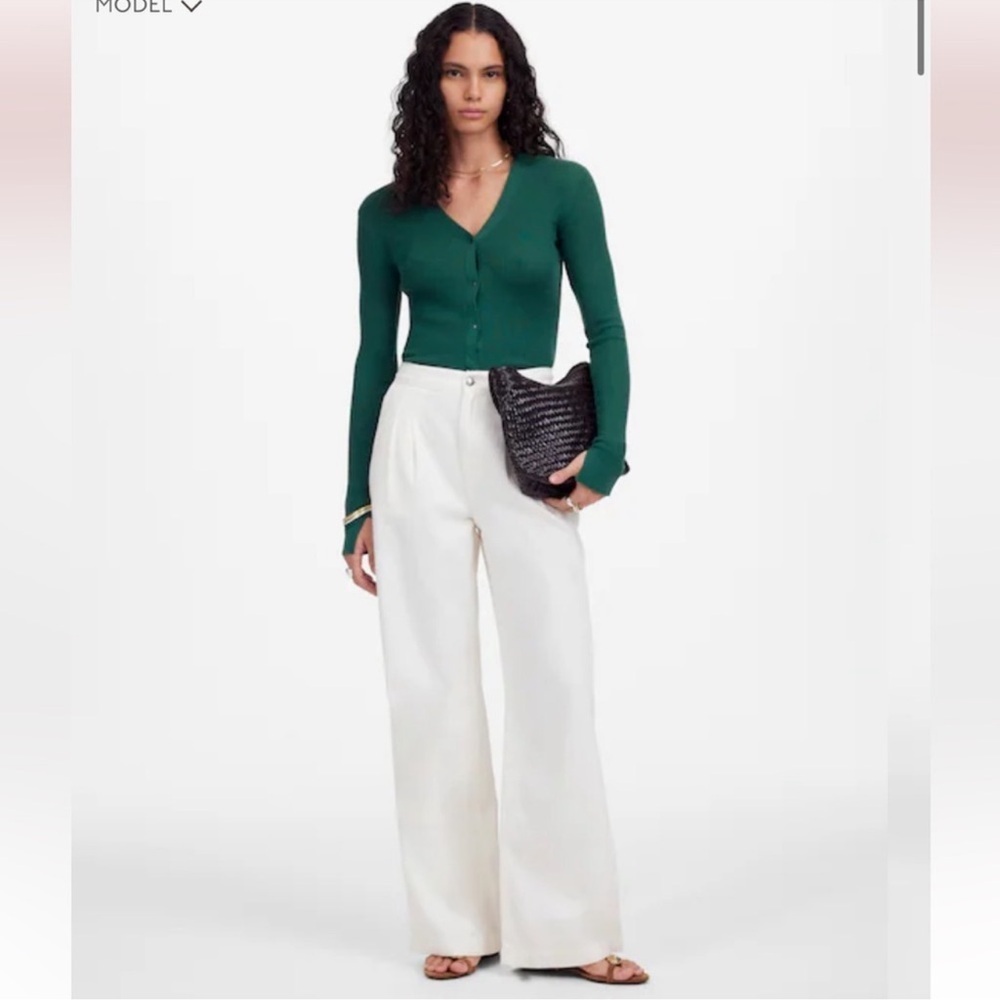 Madewell The Harlow Wide Leg Trouser Jean Size 29 Cream High Rise Relaxed Fit CL